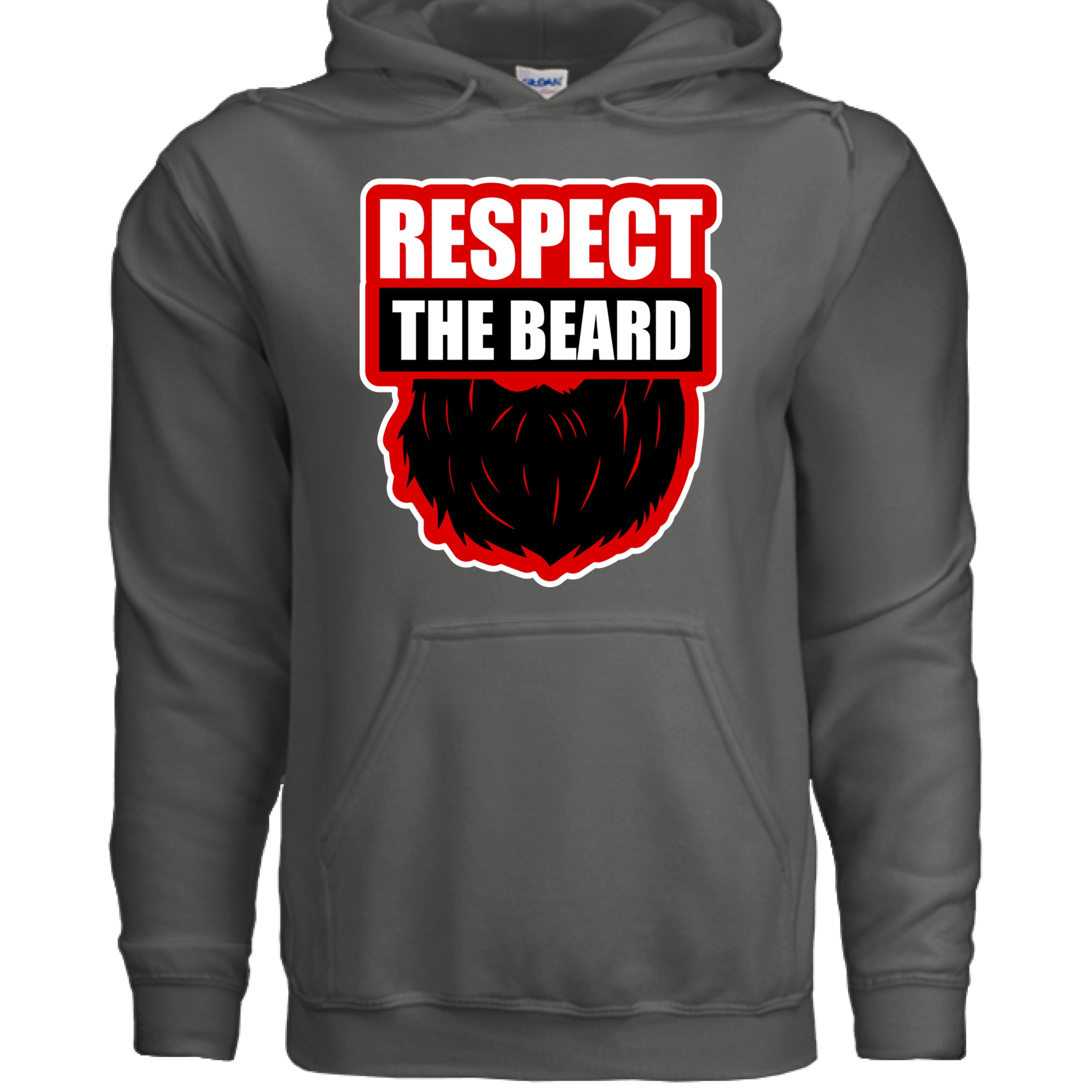 Respect the Beard Theme Hoodie Grooming Humor Artwork for Bearded Style Lovers CHARCOAL - FRONT