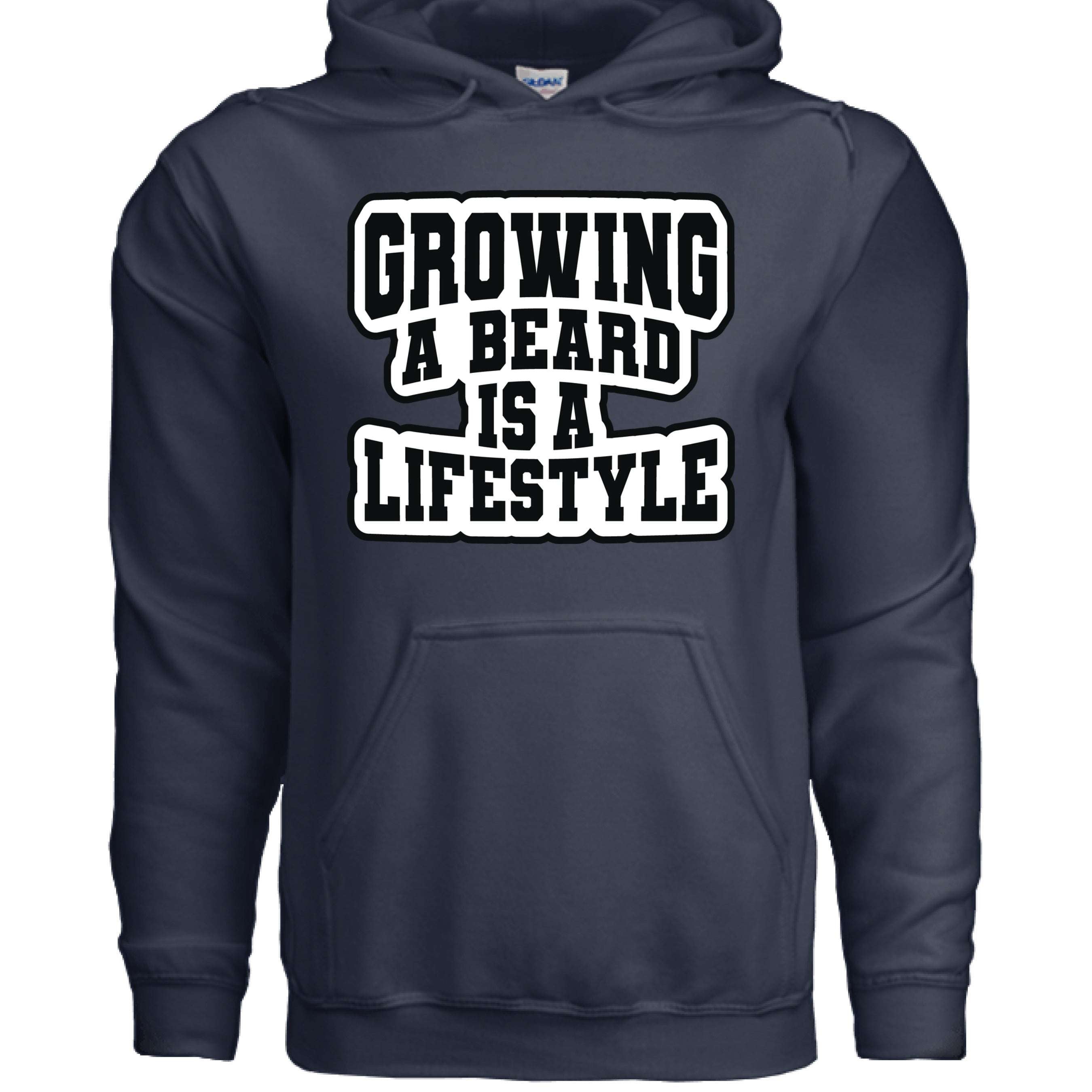 Rugged Lifestyle Typography Art Hoodie Growing a Beard Is a Lifestyle Quote NAVY - FRONT