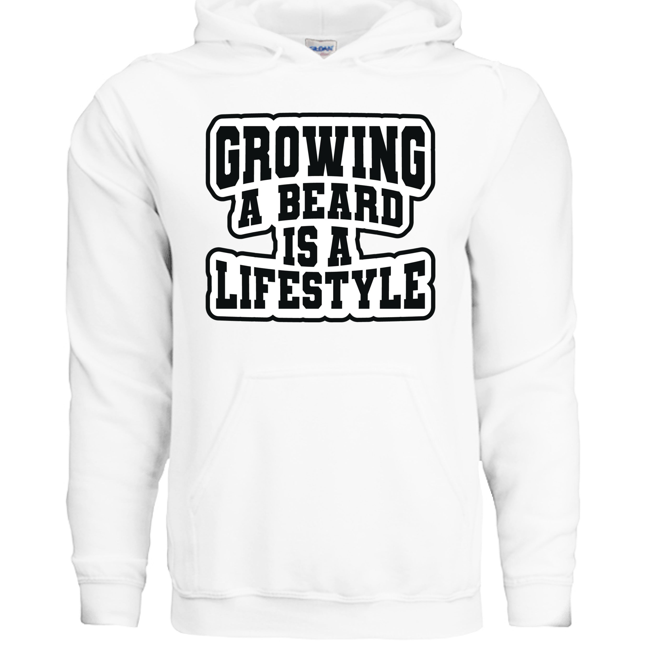 Rugged Lifestyle Typography Art Hoodie Growing a Beard Is a Lifestyle Quote WHITE - FRONT