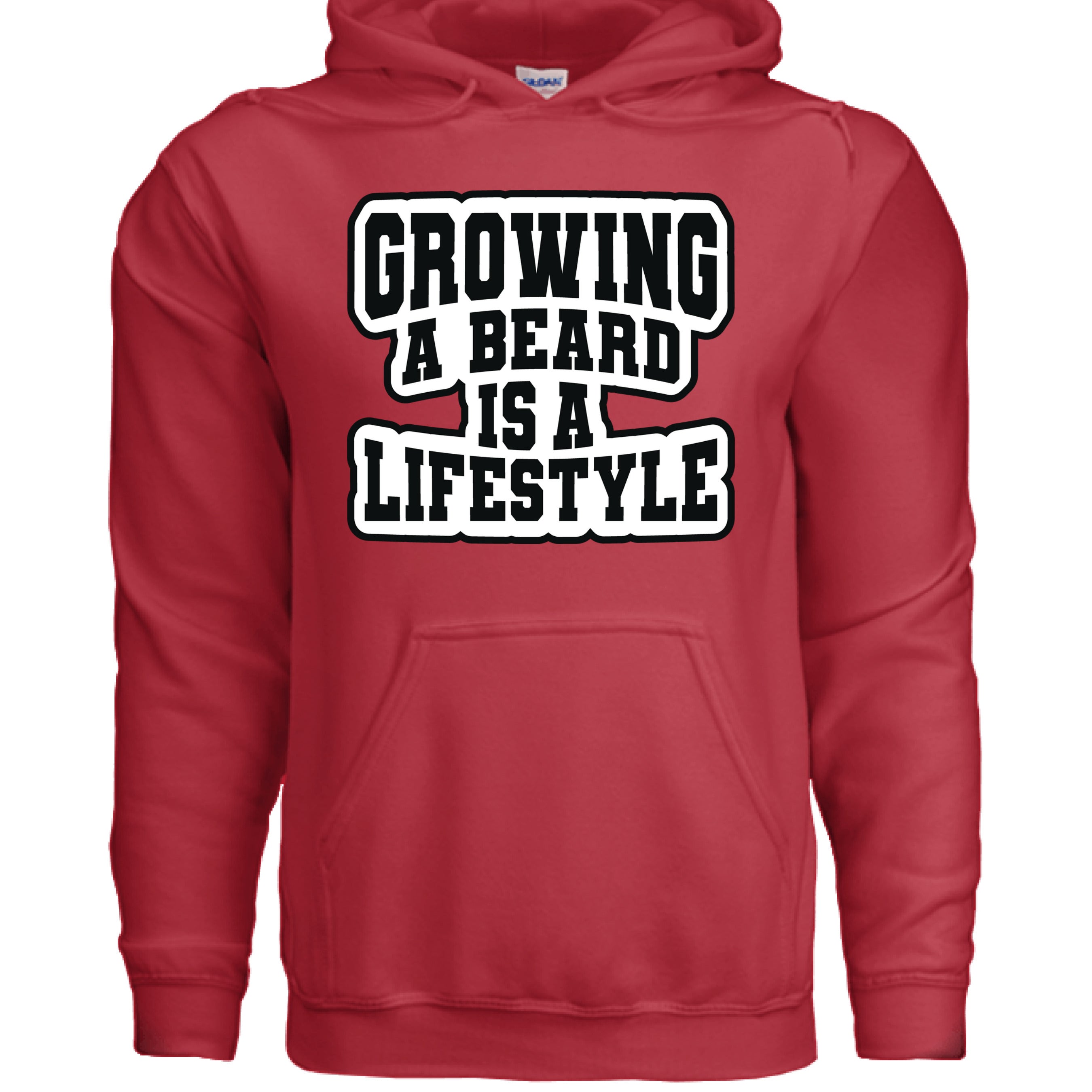 Rugged Lifestyle Typography Art Hoodie Growing a Beard Is a Lifestyle Quote RED - FRONT
