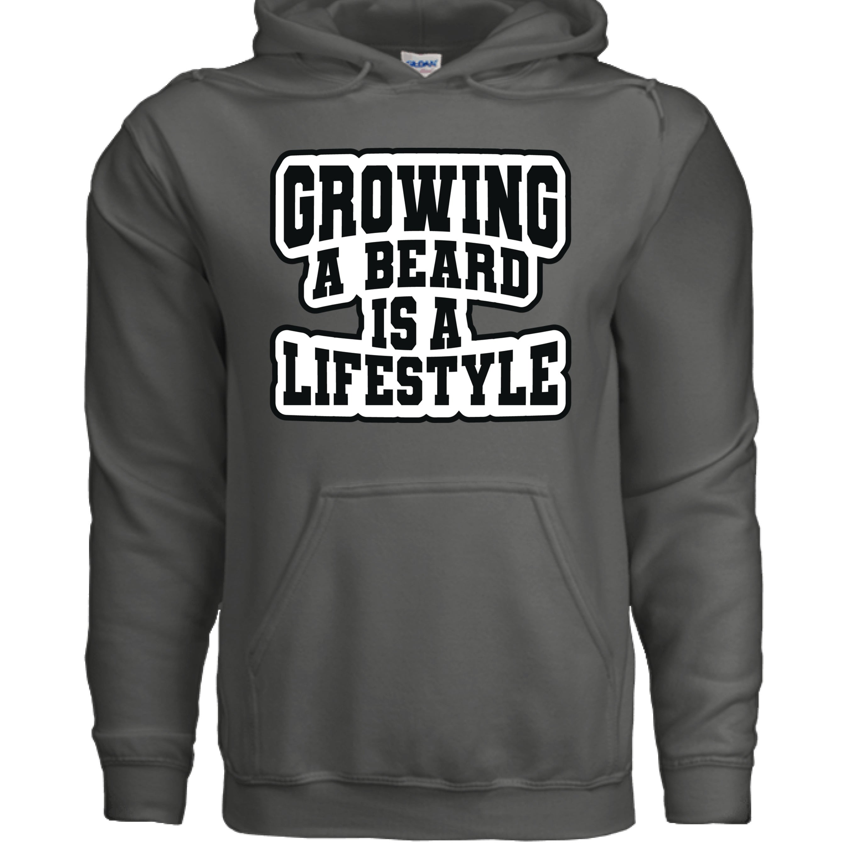 Rugged Lifestyle Typography Art Hoodie Growing a Beard Is a Lifestyle Quote CHARCOAL - FRONT