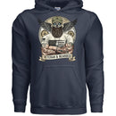 Rugged Veterans Bearded Warrior Skull Hoodie Beard Military NAVY - FRONT