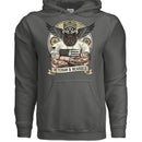 Rugged Veterans Bearded Warrior Skull Hoodie Beard Military CHARCOAL - FRONT