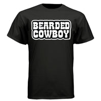 Rustic Bearded Cowboy Western Style Graphic Design Tee Shirt BLACK - FRONT