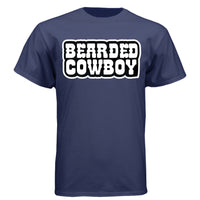 Rustic Bearded Cowboy Western Style Graphic Design Tee Shirt NAVY - FRONT
