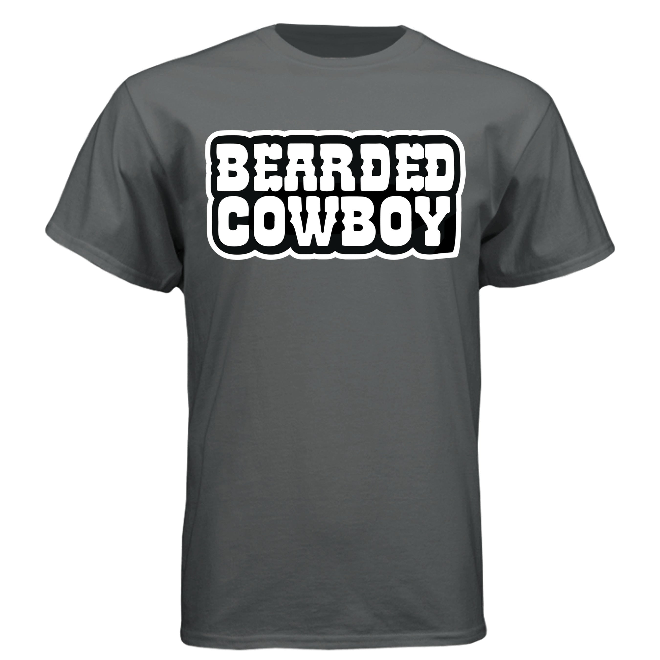 Rustic Bearded Cowboy Western Style Graphic Design Tee Shirt CHARCOAL HEATHER - FRONT