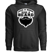 Save a Horse Ride A Beard Hoodie Funny Gift For Bearded Guys BLACK - FRONT