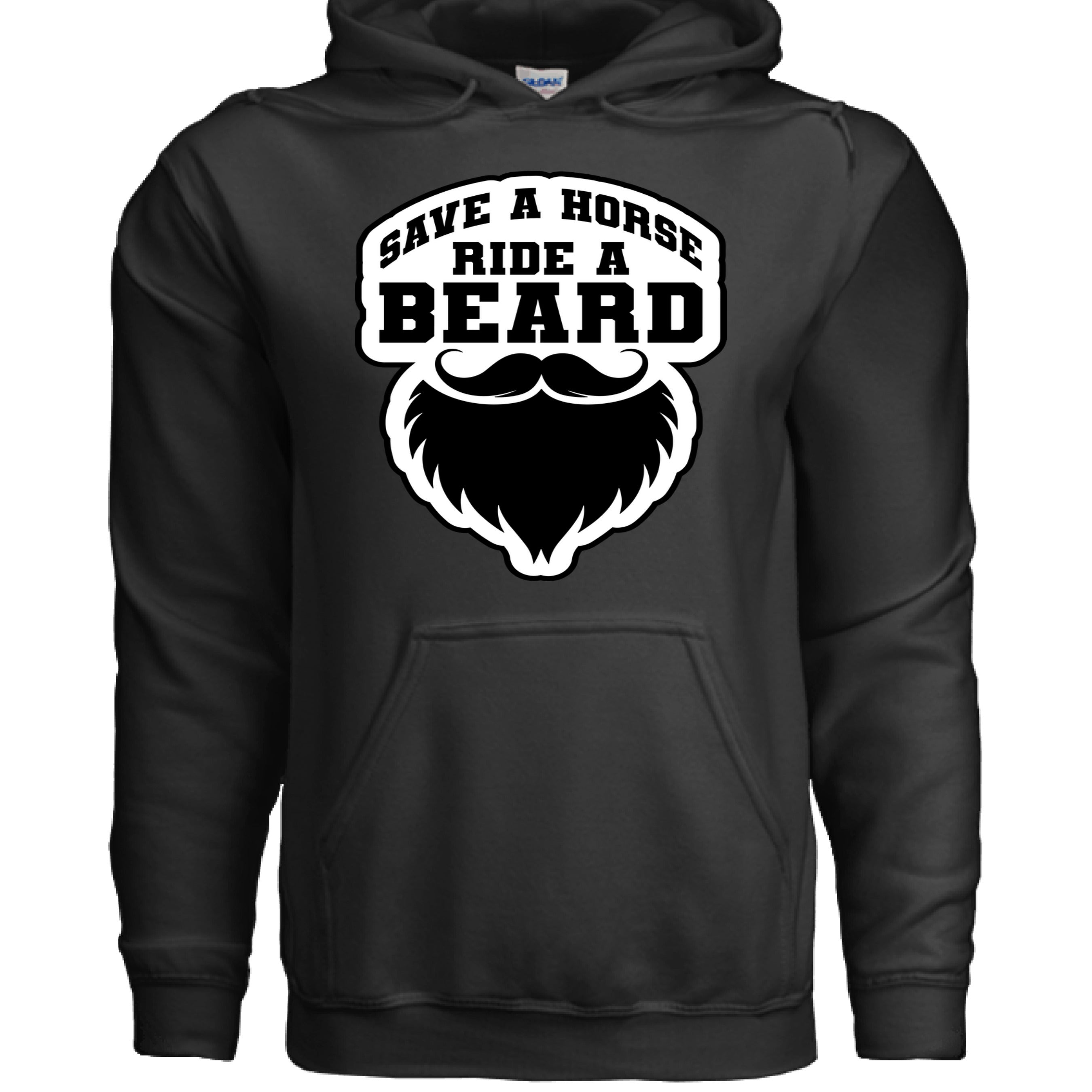 Save a Horse Ride A Beard Hoodie Funny Gift For Bearded Guys BLACK - FRONT
