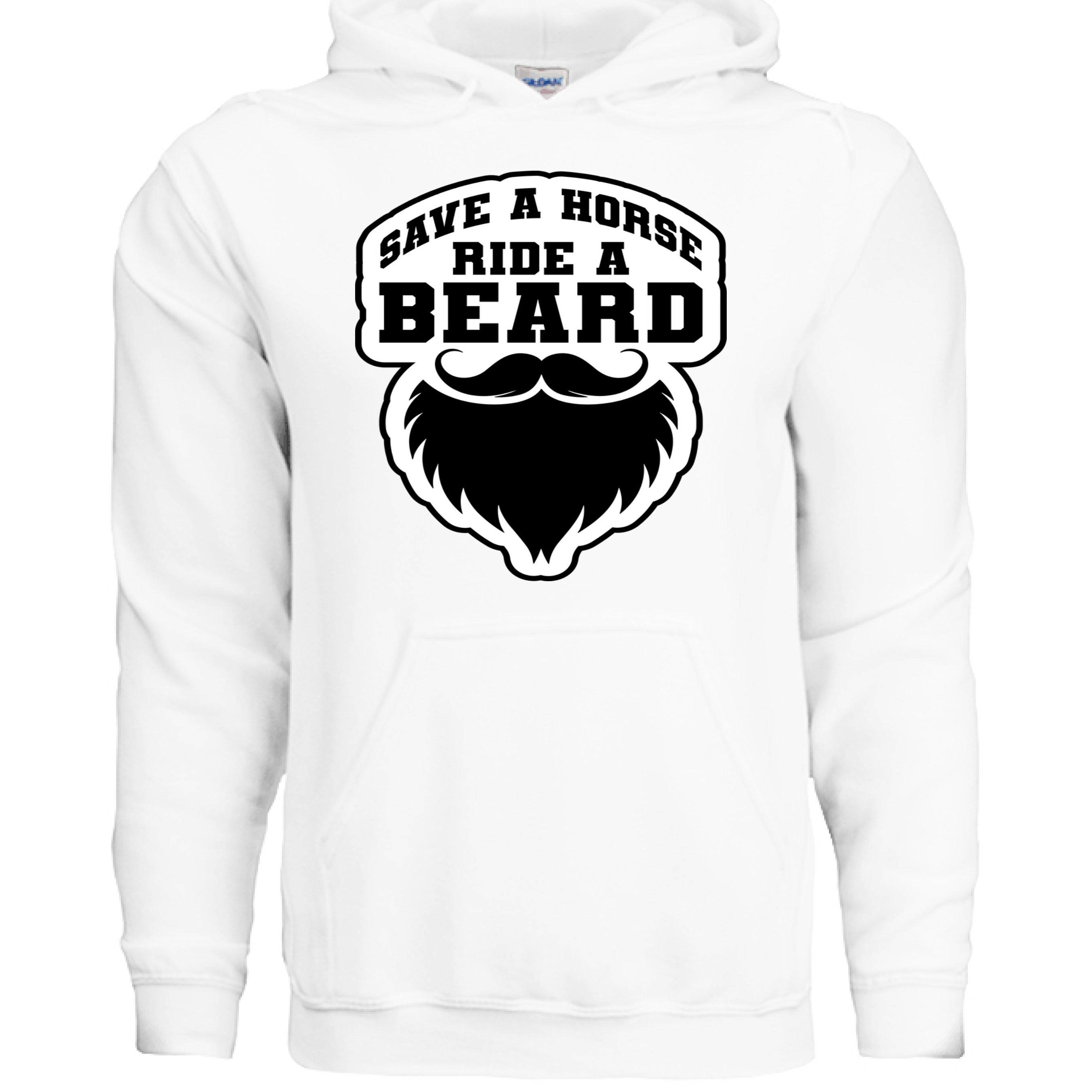 Save a Horse Ride A Beard Hoodie Funny Gift For Bearded Guys WHITE - FRONT