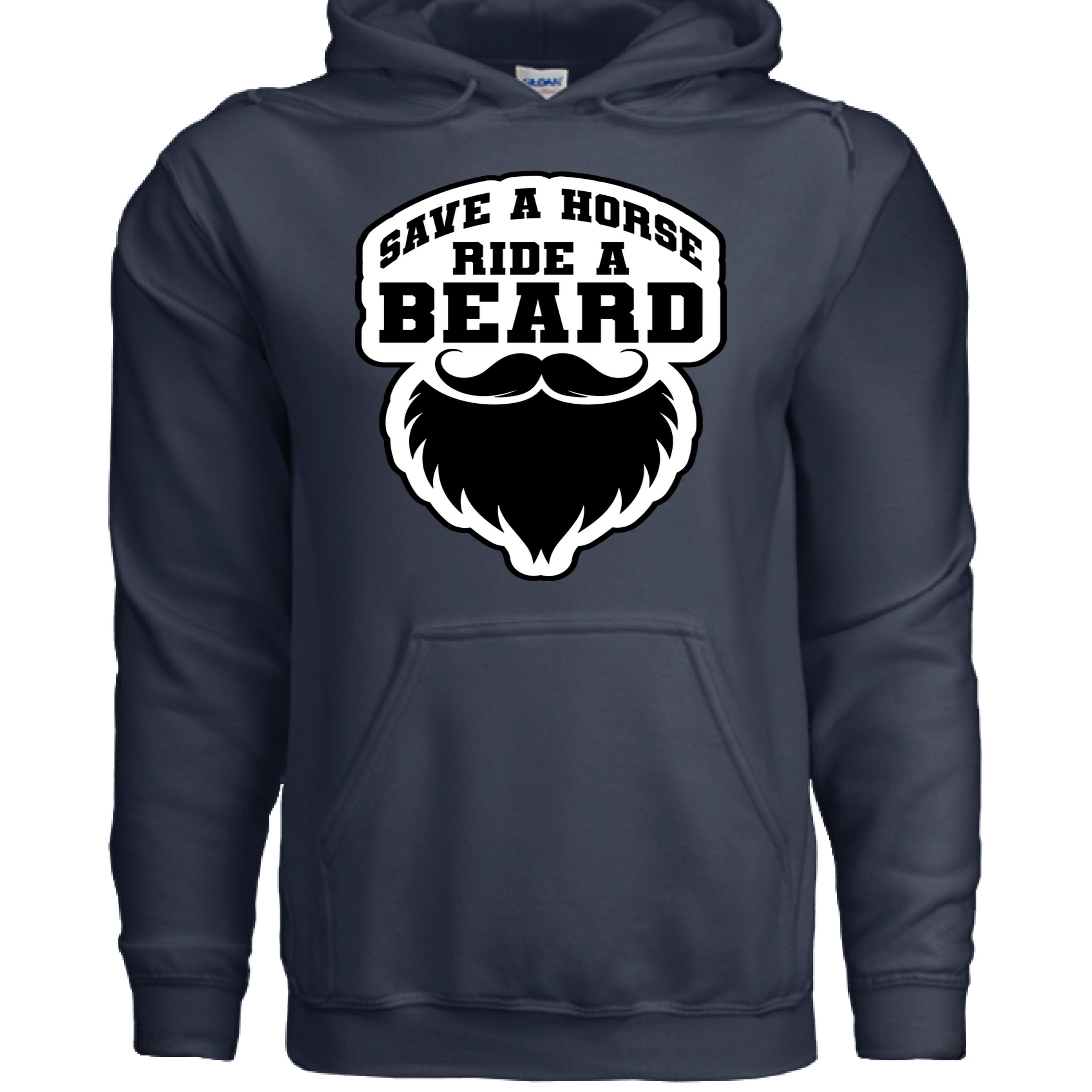 Save a Horse Ride A Beard Hoodie Funny Gift For Bearded Guys NAVY - FRONT