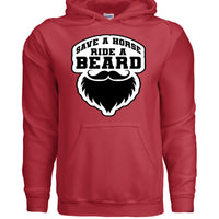 Save a Horse Ride A Beard Hoodie Funny Gift For Bearded Guys RED - FRONT