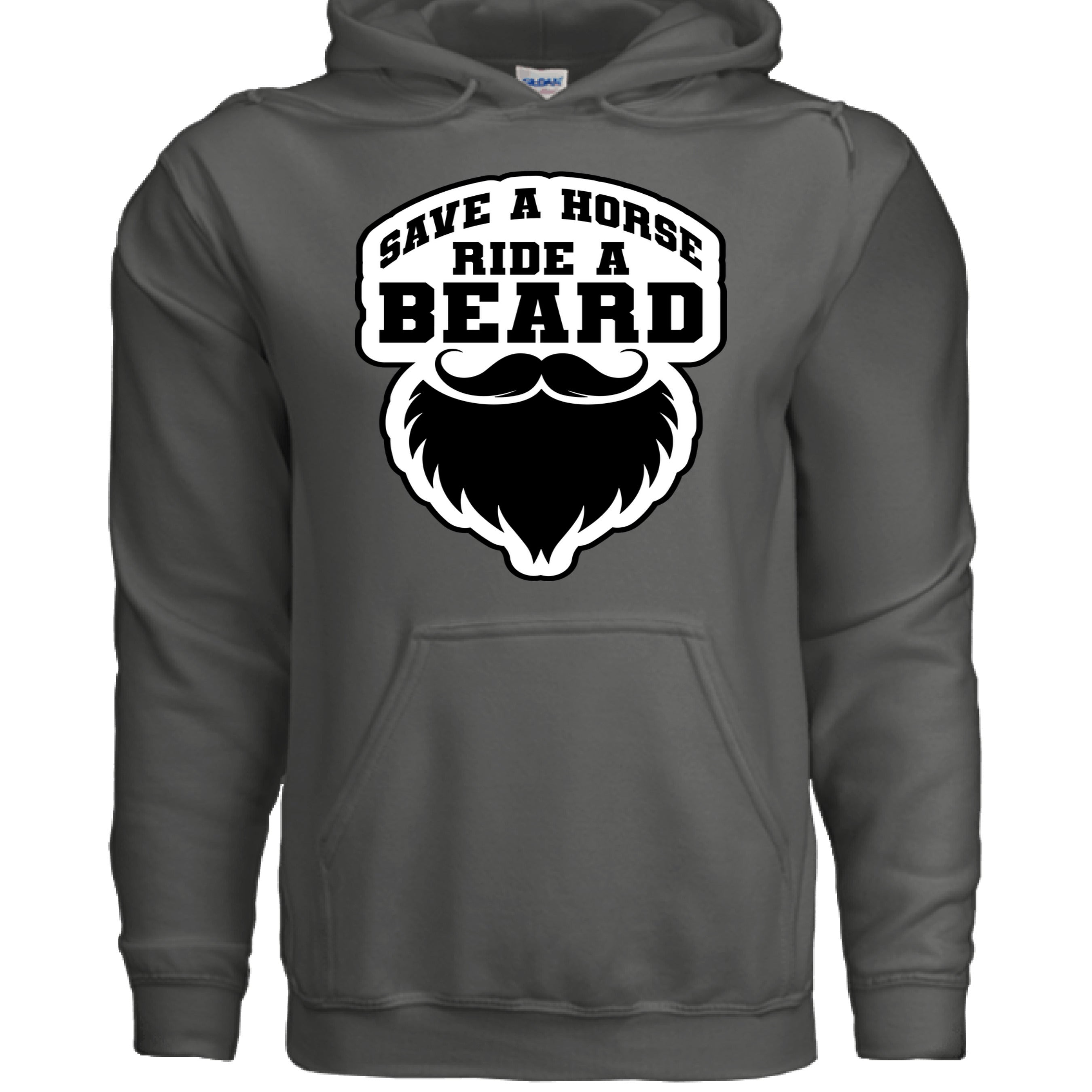 Save a Horse Ride A Beard Hoodie Funny Gift For Bearded Guys CHARCOAL - FRONT
