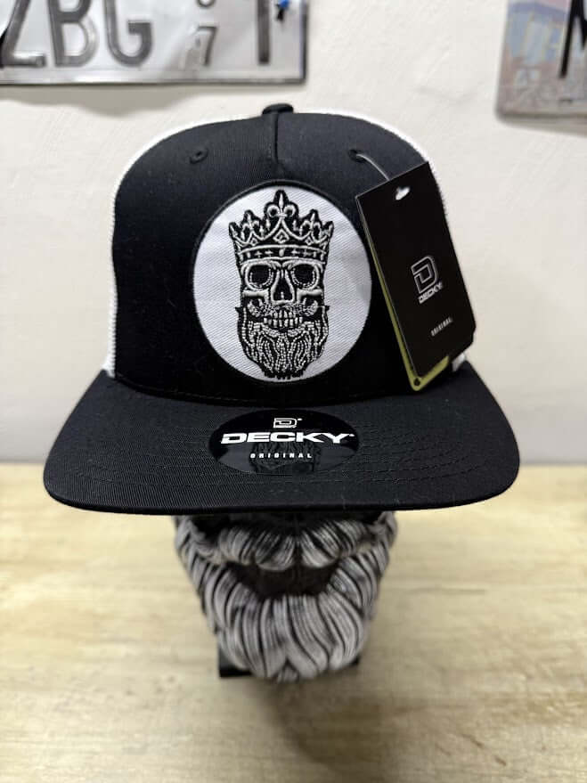 Skull King Beard Design Truck Hat- Beard Skull with Crown