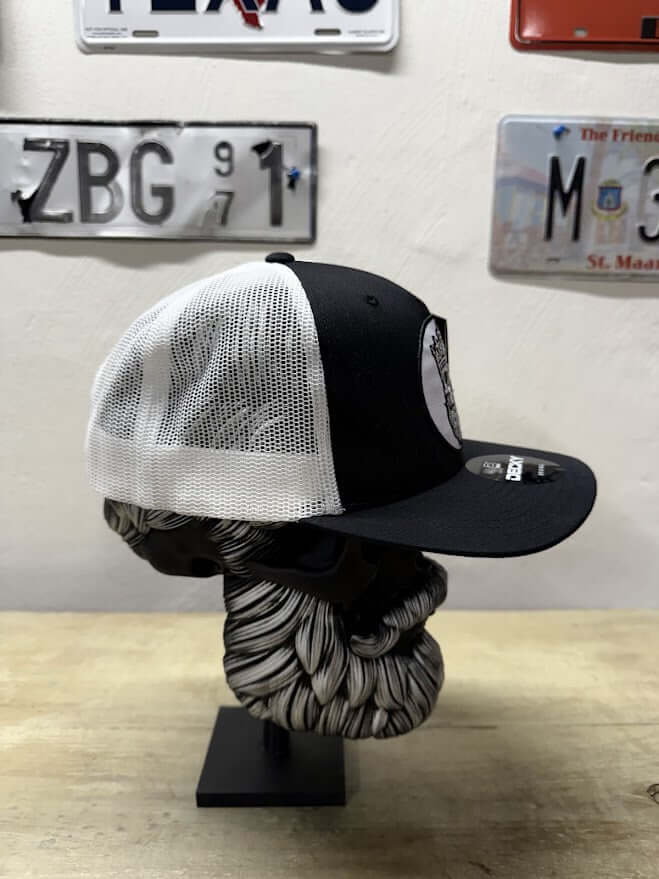 Skull King Beard Design Truck Hat- Beard Skull with Crown side 3