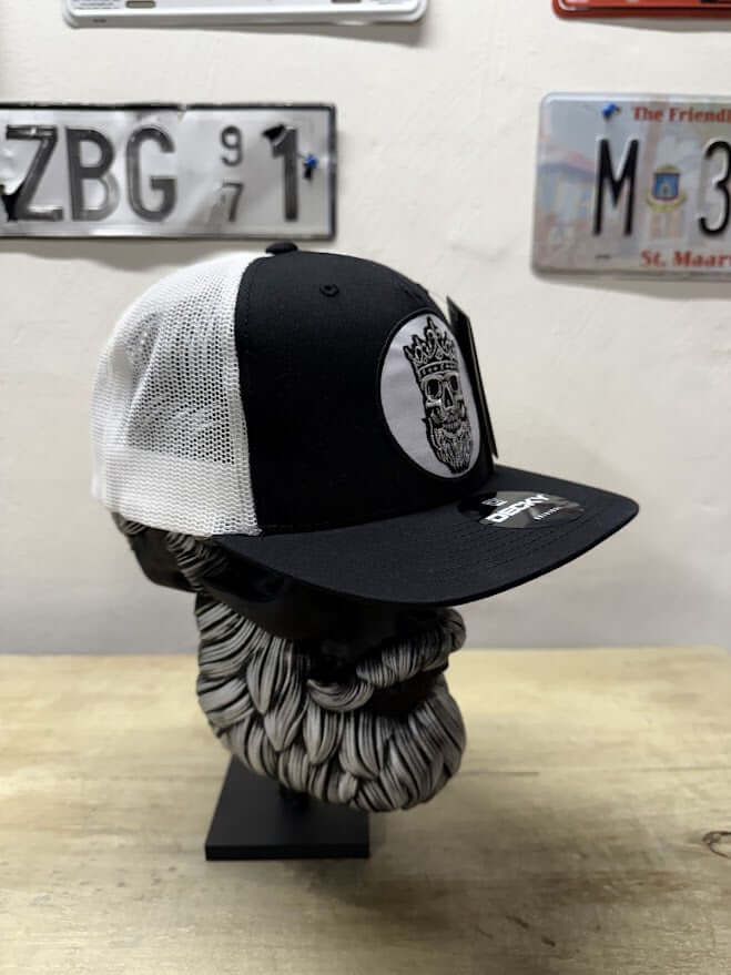 Skull King Beard Design Truck Hat- Beard Skull with Crown side 4