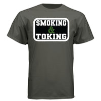 Smoking And Toking Graphic Hanes Tee Shirt SMOKE GRAY - FRONT
