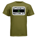Smoking And Toking Graphic Hanes Tee Shirt FATIGUE GREEN - FRONT