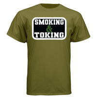 Smoking And Toking Graphic Hanes Tee Shirt FATIGUE GREEN - FRONT