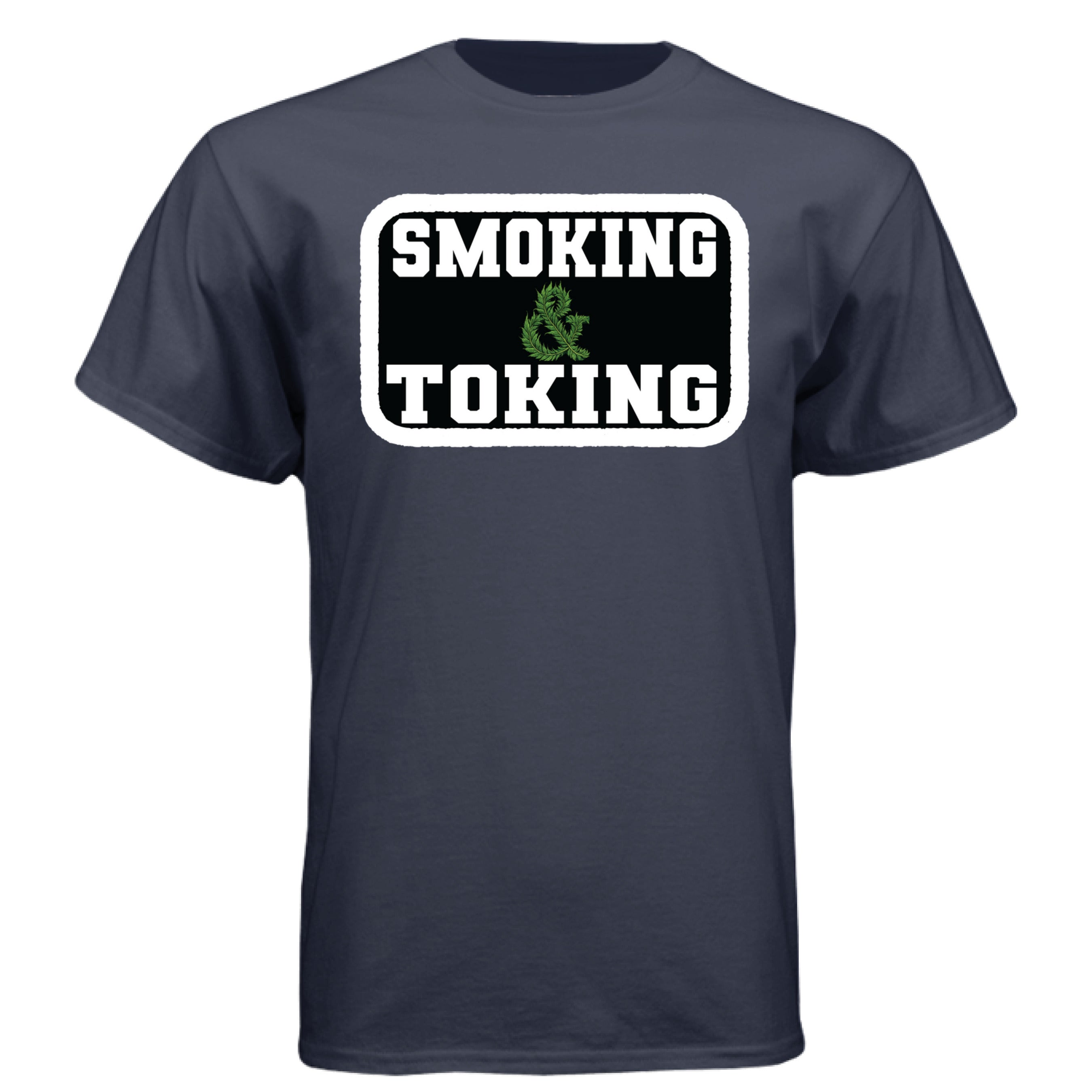 Smoking And Toking Graphic Hanes Tee Shirt Athletic Navy - FRONT