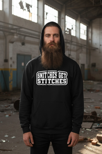Snitches Get Stitches Hoodie Street Statement Retro Design