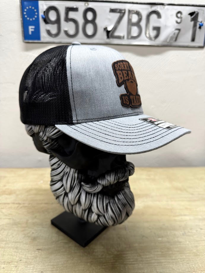 Sorry This Beard Is Taken Leather Patch Trucker Hat Side 1