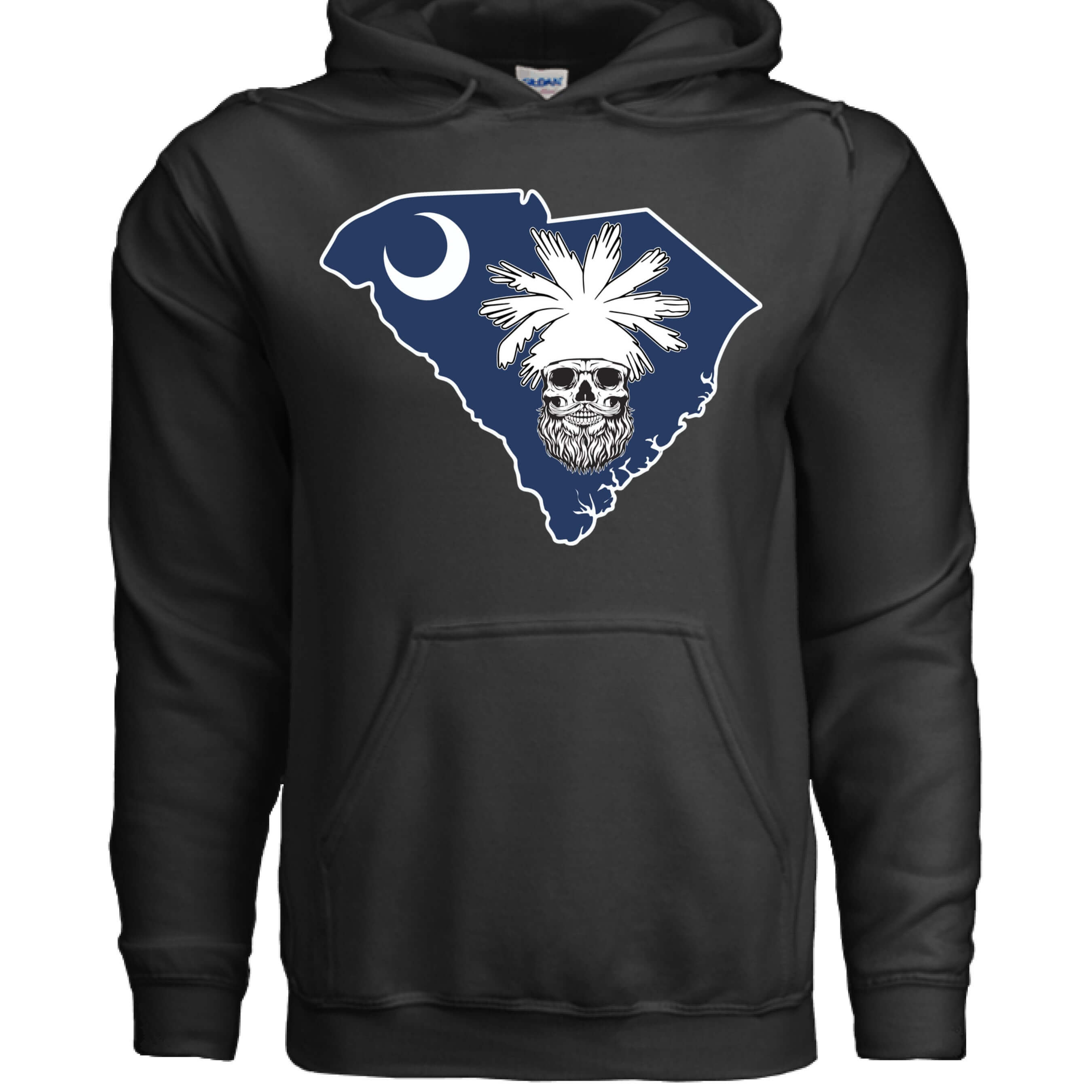 South Carolina Bearded Skull Palmetto Bearded Skull Hoodie BLACK - FRONT