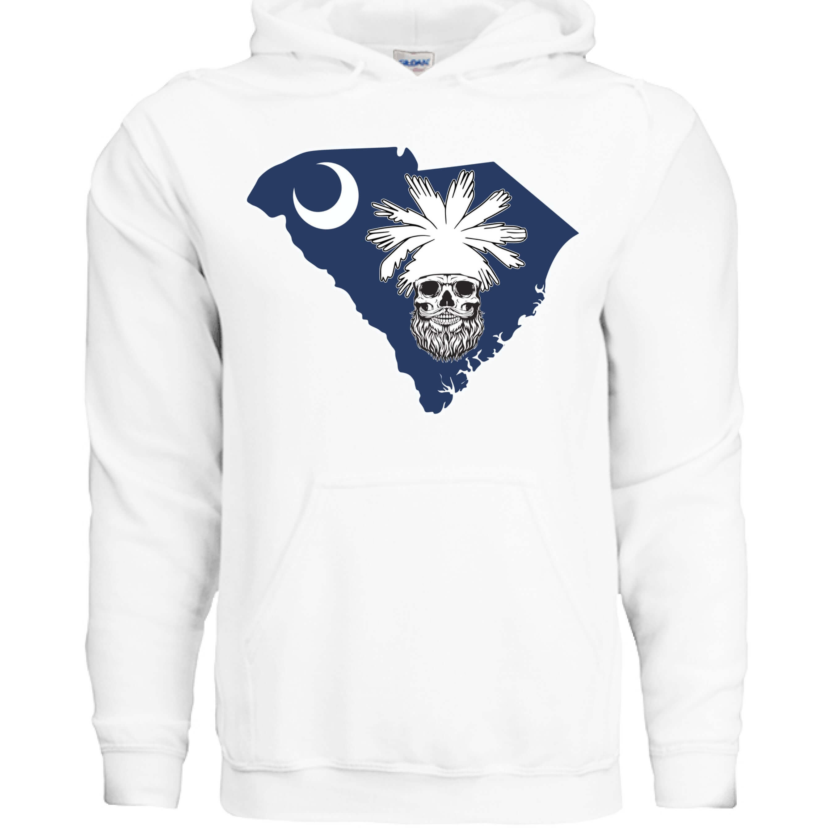 South Carolina Bearded Skull Palmetto Bearded Skull Hoodie WHITE - FRONT