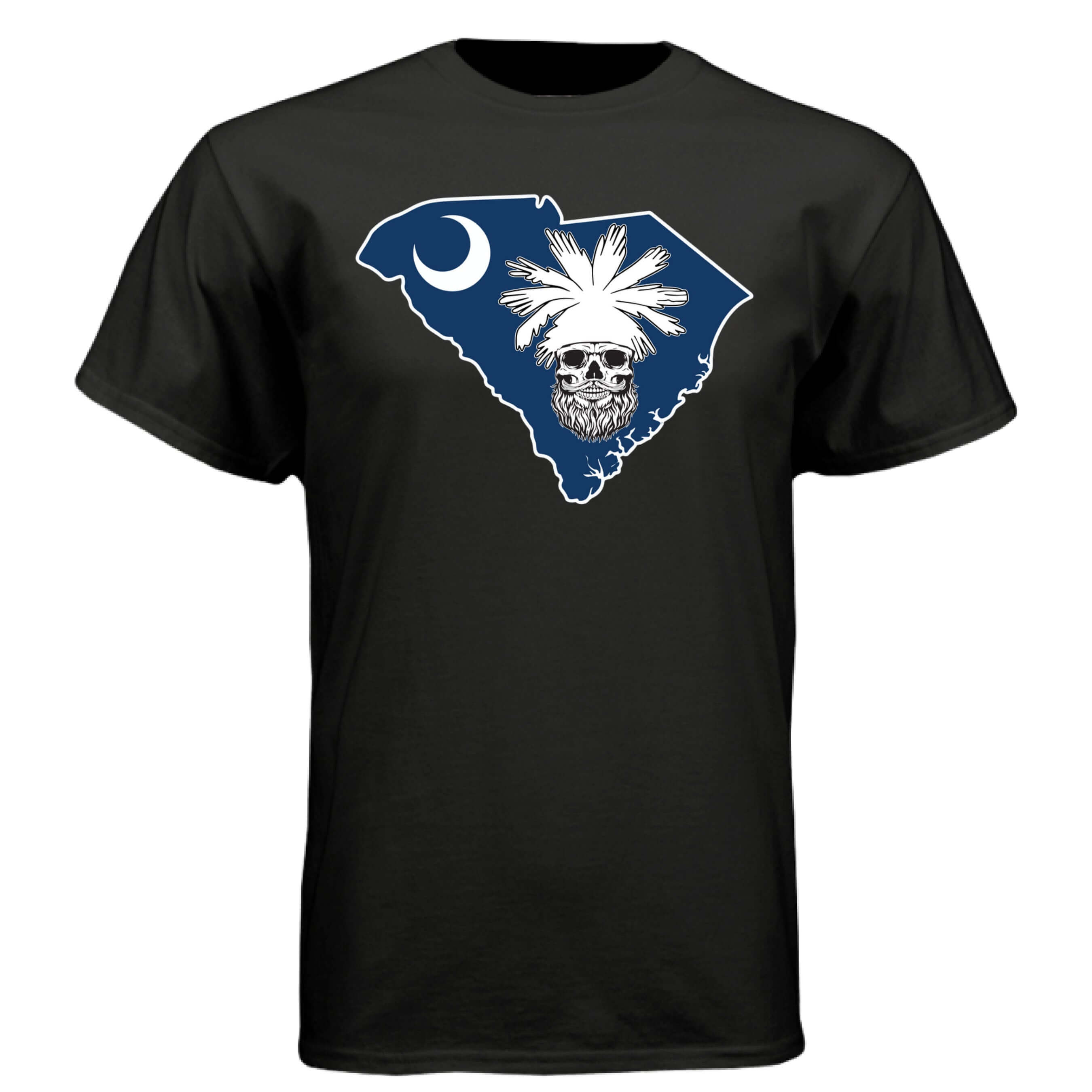 South Carolina Bearded Skull Tee – Palmetto Pride for the Bearded Brotherhood BLACK - FRONT