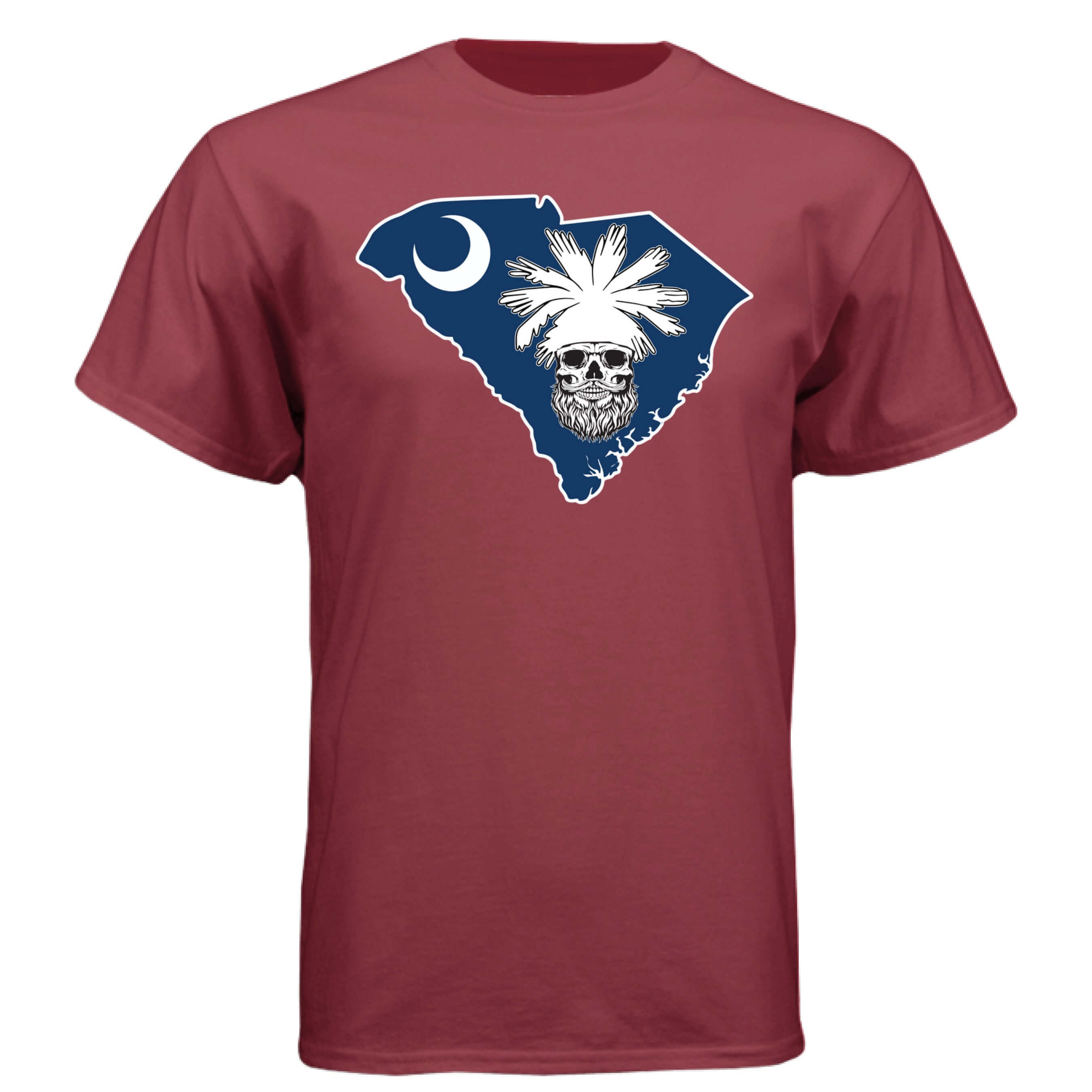 South Carolina Bearded Skull Tee – Palmetto Pride for the Bearded Brotherhood Athletic Cardinal - FRONT