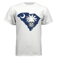 South_Carolina_Palmetto_Skull_Blue_Crescent_State_Outline WHITE - FRONT