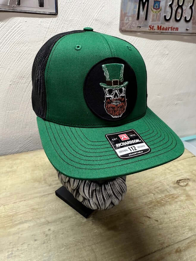 St. Patty Beard Skull Trucker Hat - Unique St. Patrick's Day Accessories Side View