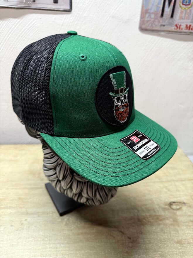 St. Patty Beard Skull Trucker Hat - Unique St Patricks Day Accessories Side 1