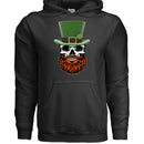St Patty Skull Beard Guy Hoodie Lucky Bearded Skull Graphic Hoodie BLACK - FRONT