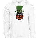 St Patty Skull Beard Guy Hoodie Lucky Bearded Skull Graphic Hoodie WHITE - FRONT