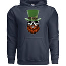 St Patty Skull Beard Guy Hoodie Lucky Bearded Skull Graphic Hoodie NAVY - FRONT