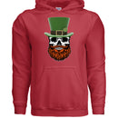 St Patty Skull Beard Guy Hoodie Lucky Bearded Skull Graphic Hoodie RED - FRONT