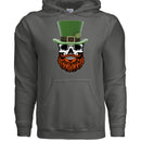 St Patty Skull Beard Guy Hoodie Lucky Bearded Skull Graphic Hoodie CHARCOAL - FRONT