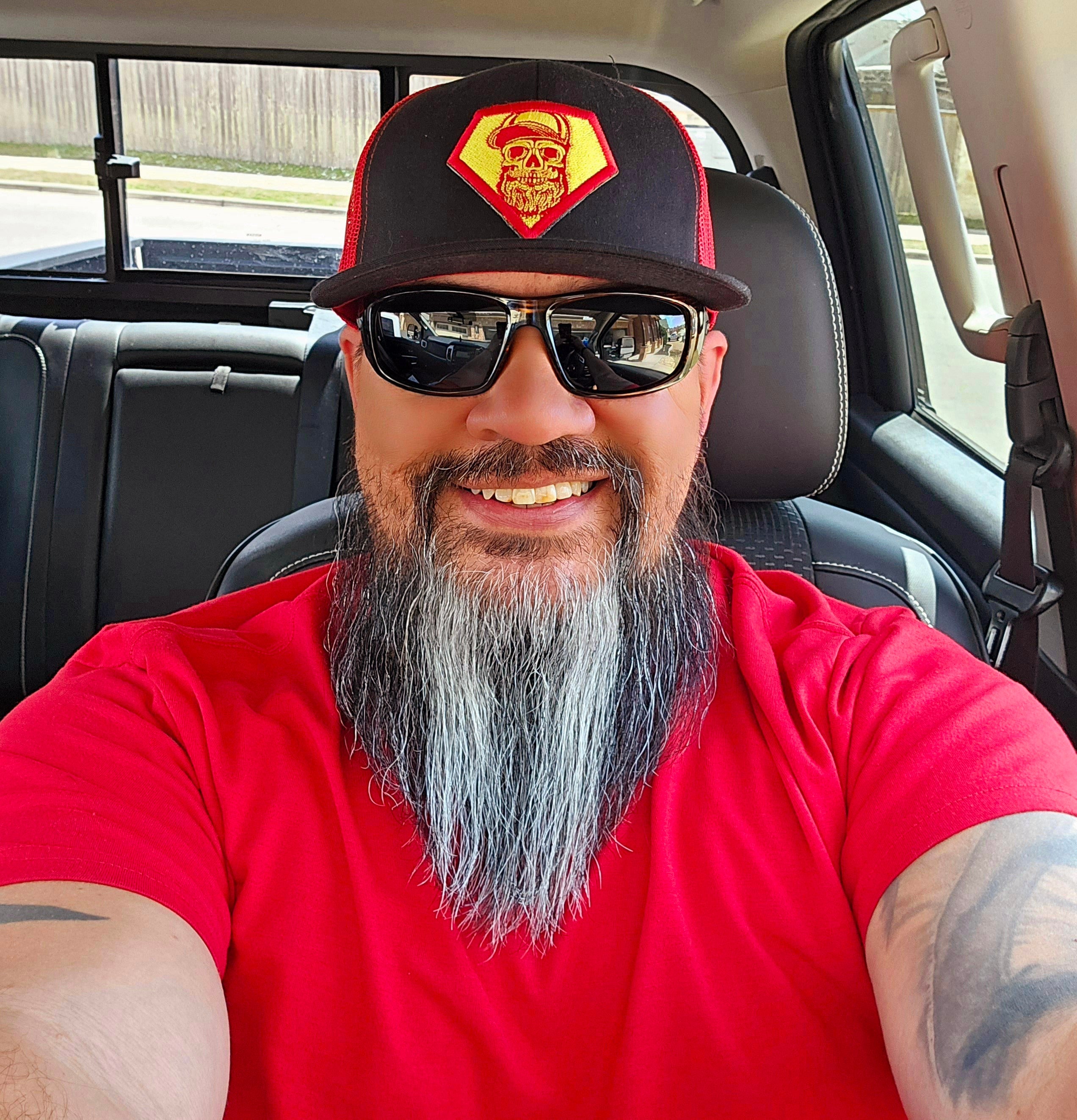 Superman Inspired Beard Man Embroidered Patch Trucker Hat