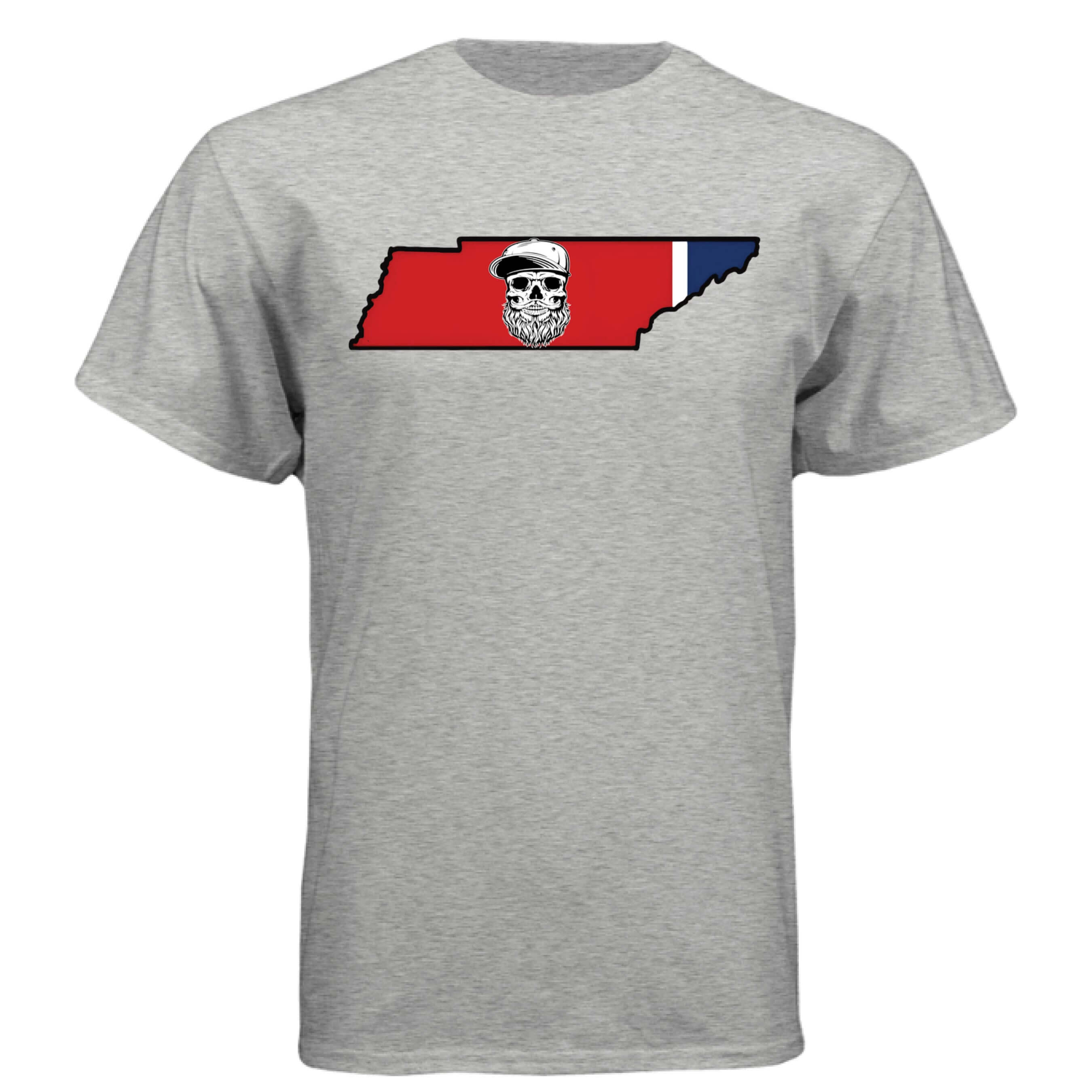 Tennessee Bearded Skull State Tee – Southern Grit, Bearded Glory LIGHT STEEL - FRONT