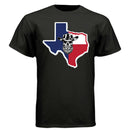 Texas Bearded Skull Cowboy T-Shirt – Rugged Style for the True Beard Man BLACK - FRONT