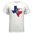 Texas Bearded Skull Cowboy T-Shirt – Rugged Style for the True Beard Man  WHITE - FRONT