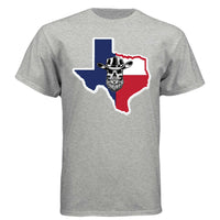 Texas Bearded Skull Cowboy T-Shirt – Rugged Style for the True Beard Man  LIGHT STEEL - FRONT