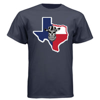 Texas Bearded Skull Cowboy T-Shirt – Rugged Style for the True Beard Man  Athletic Navy - FRONT