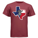Texas Bearded Skull Cowboy T-Shirt – Rugged Style for the True Beard Man  Athletic Cardinal - FRONT