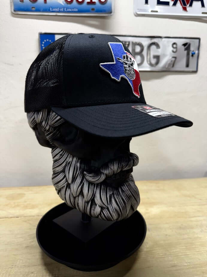 Texas Bearded Skull Cowboy Trucker Hat Snapback Side