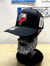 Texas Bearded Skull Cowboy Trucker Hat Snapback Side 1