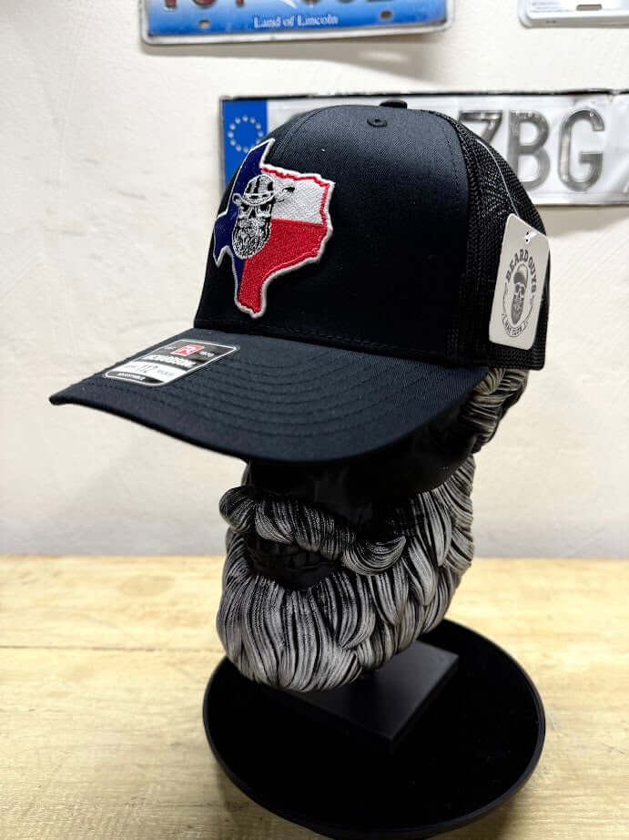 Texas Bearded Skull Cowboy Trucker Hat Snapback Side 1