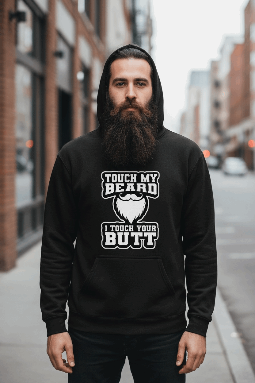 Touch My Beard I Touch Your Butt Hoodie Statement Humor