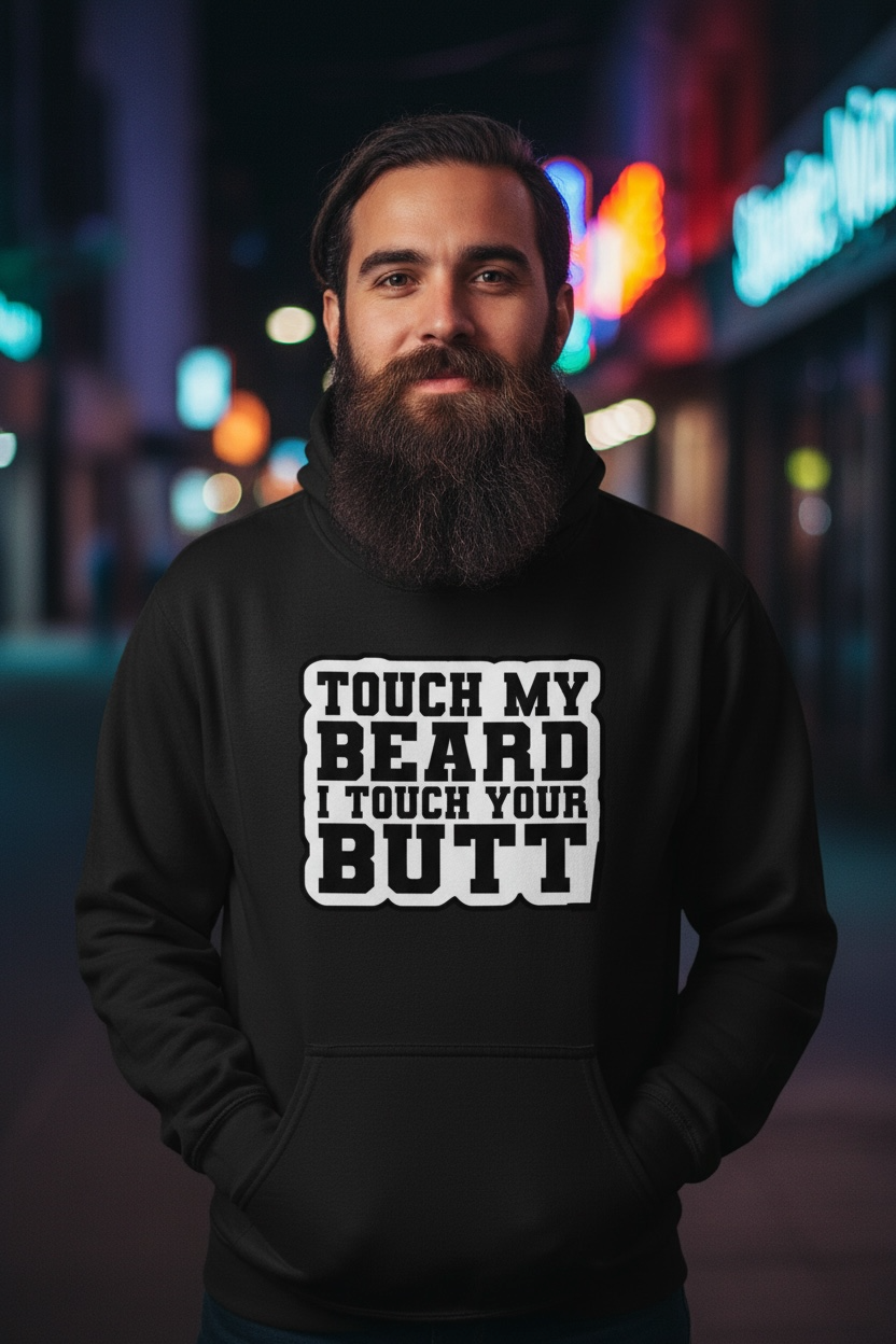 Touch My Beard I Touch Your Butt Hoodie Great For Bearded Guys