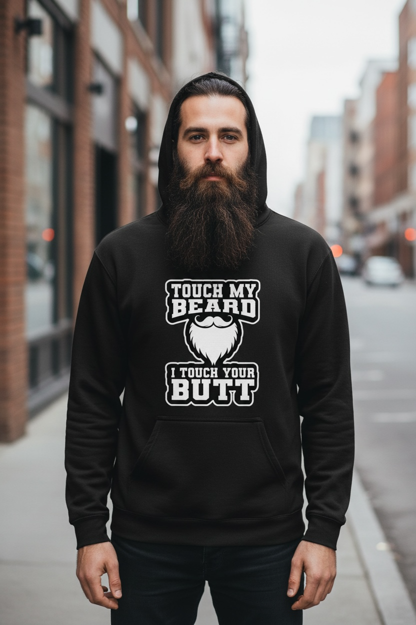 Touch My Beard I Touch Your Butt Hoodie Statement Humor